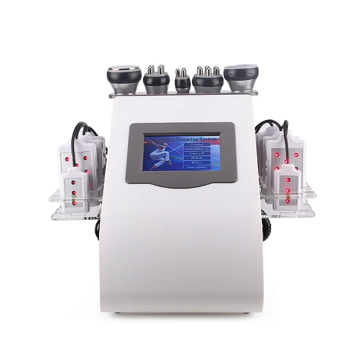 

Hot Product 6 In 1 Vacuum Laser Radio Frequency Rf 40k Cavi Slimming Ultrasonic Liposuction Cavitation Machine For Body shaping, White+black