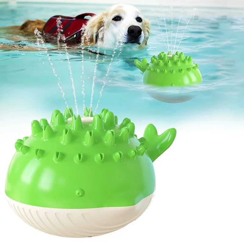 

Pet supplies Amazon summer electric water floating puzzle funny pet bath sprinkler training chew interactive toys for dogs