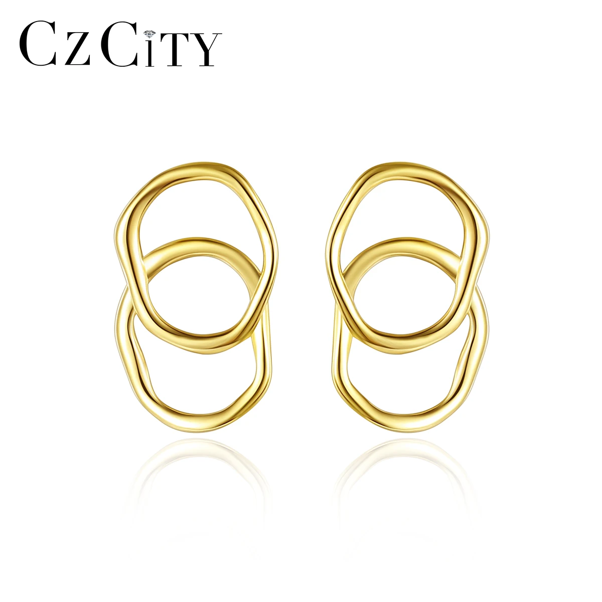 

CZCITY Silver New Fashion Modern Korean Summer Japan Lady Fashionable Earing Gold Design Ear Stud Earring