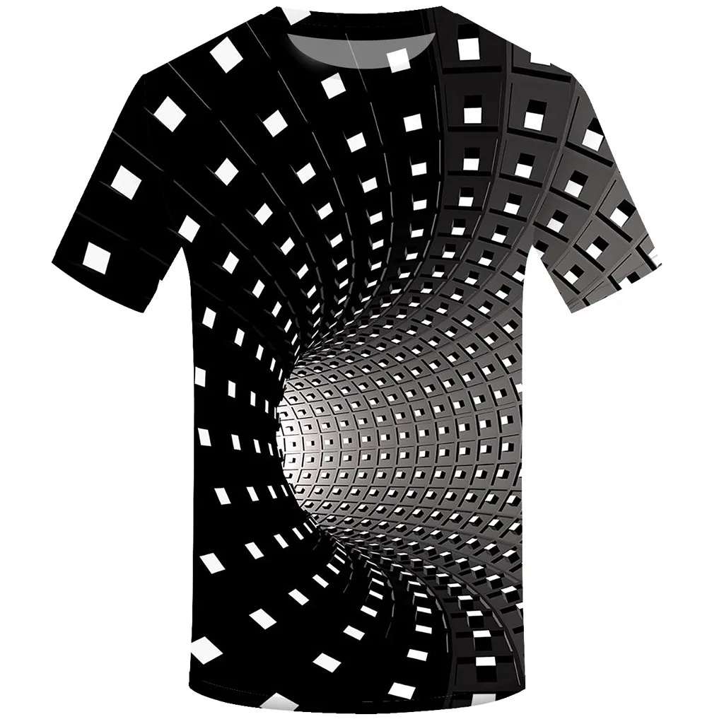 Colorful 3d Illusion Printing Men's T-shirt Funny T-shirt Black And ...
