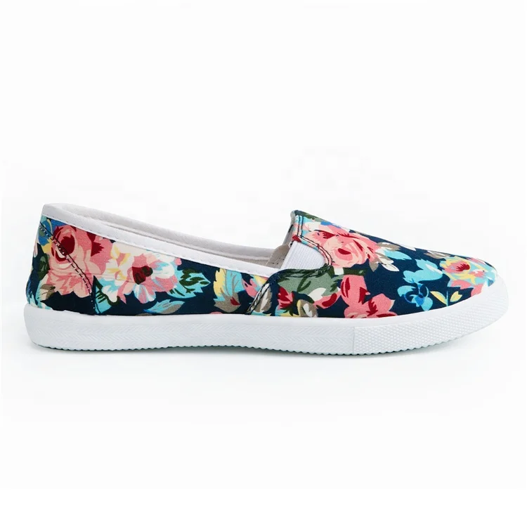 

Women Ladies Flats Flower Print Slip On Walking Shoes Custom Color Logo Hot Sale