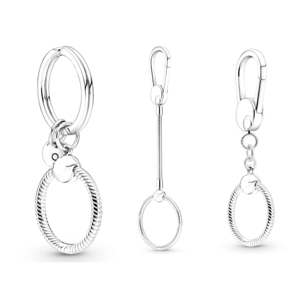 

2021 NEW 100% 925 Sterling Silver Keychain Charm Pendant Fit Pandoraer Women Original Bracelet Fashion Jewelry