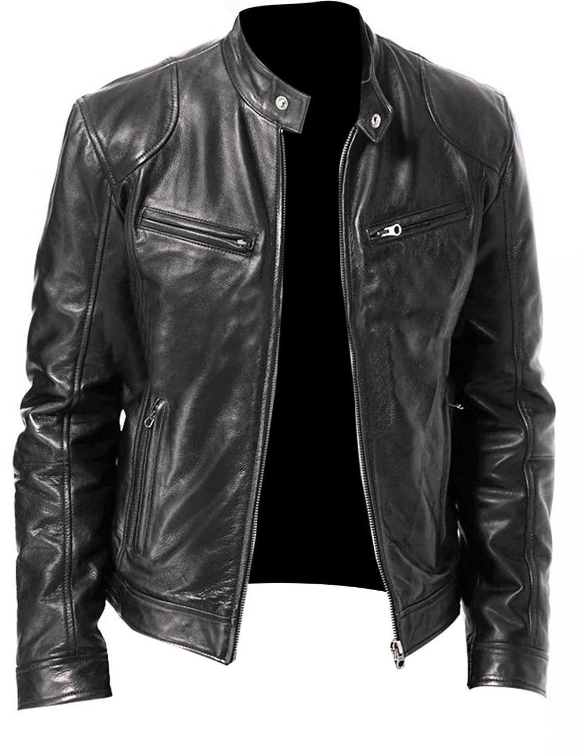 

2021 Mens Fashion Leather Jacket Slim Fit Stand Collar PU Jacket Male Anti-wind Motorcycle Lapel Diagonal Zipper Jackets Men 5XL, More colors