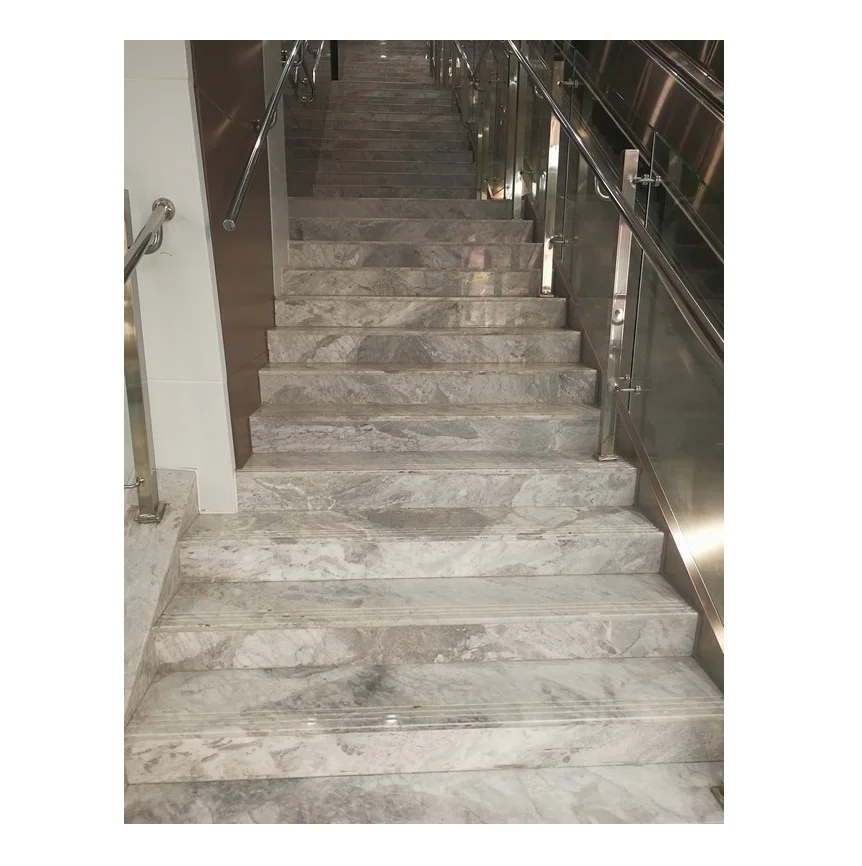 Customized Project 1Premium Luxury Silver Grey Travertine Staircase Tiles Indoor For Sale