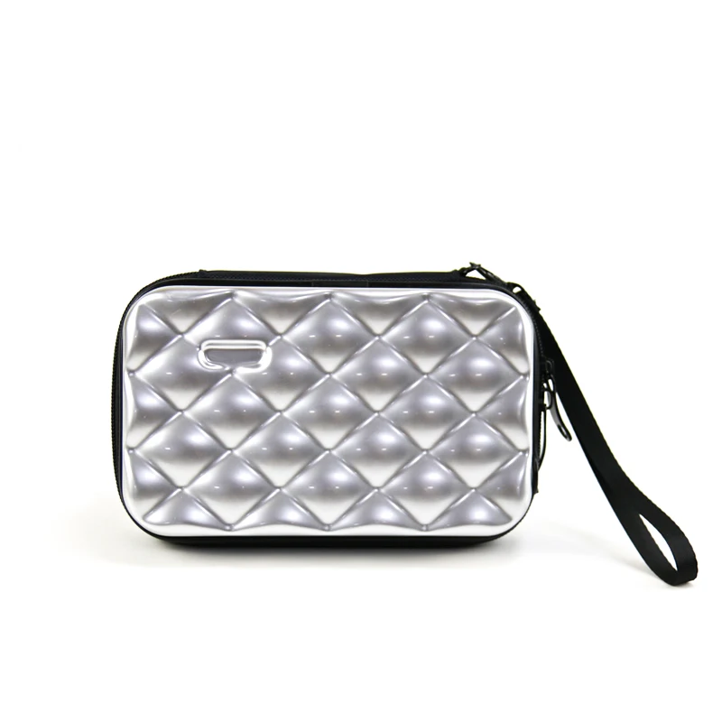 

Silver Diamond Pattern Small Items Storage Case Travel Storage Bags For Girls
