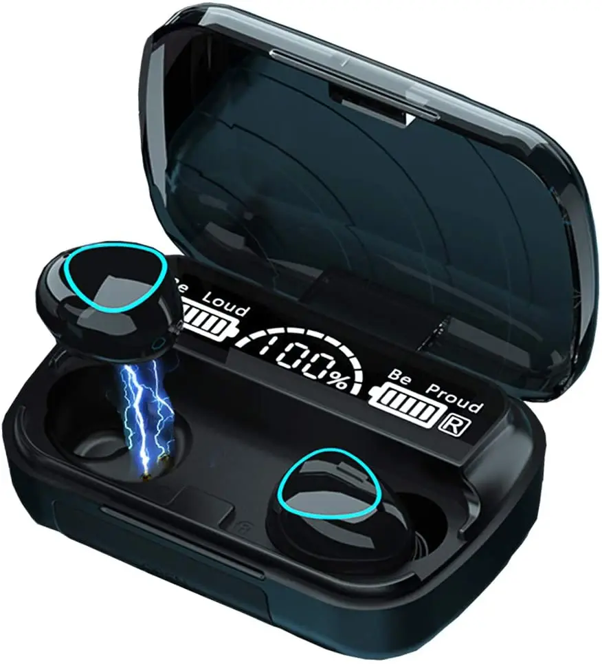 

Bluetooth 5.1 Earphones Auto Pairing Bluetooth Headphones TWS Stereo HiFi Headphones for Running, Black/blue