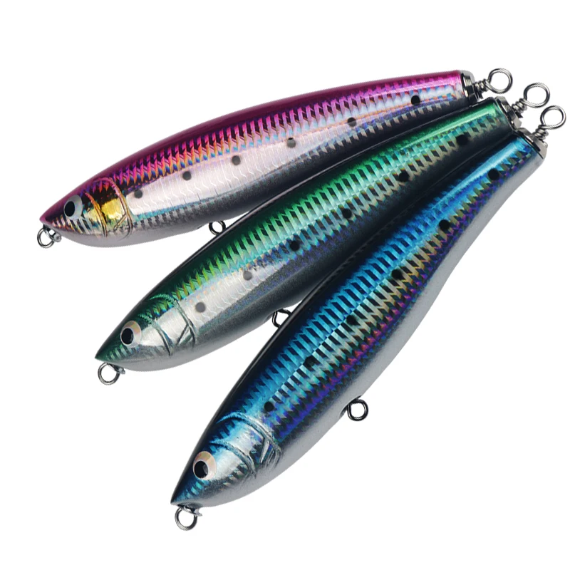 

Hand carved Wooden Pencil 17cm 70g coating Simulation Fish Eye Durable Fishing Lure, 3 colors