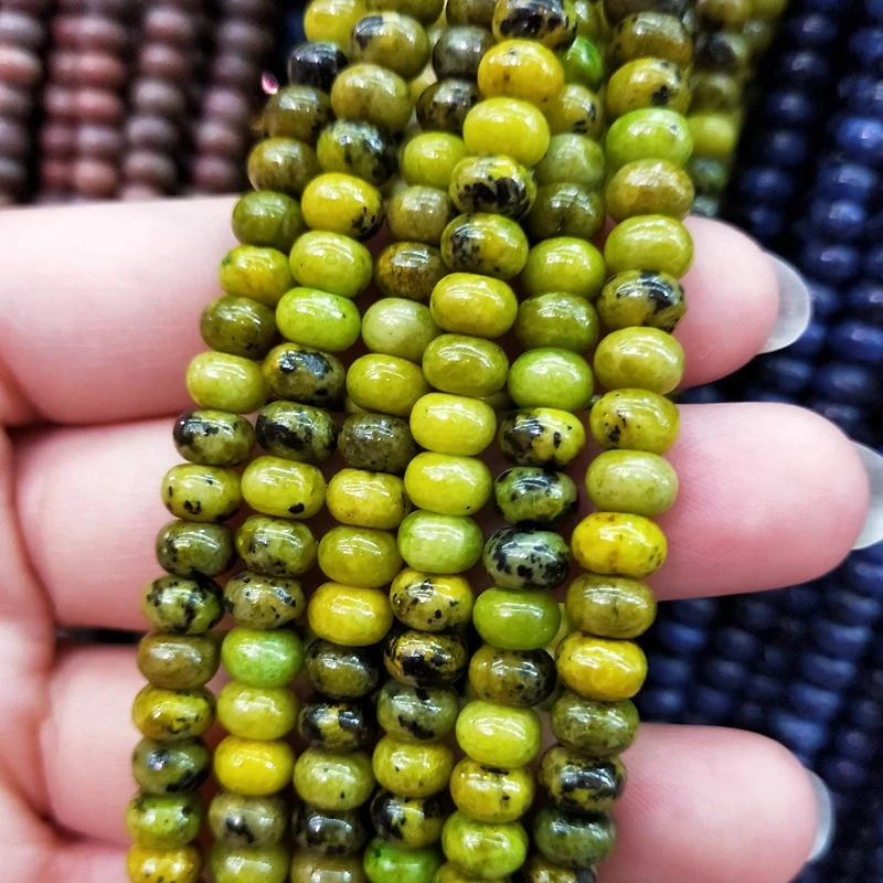 

Wholesale Yellow Stone Beads Price Natural Rondelle Color Jasper Jade Strands Disc Wheel Jewellery Women Necklace Jewelry Making, Yellow beads strands