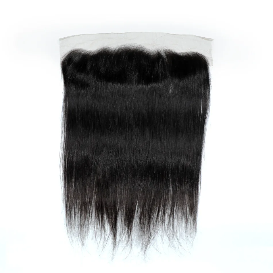 

Transparent Lace Frontal Closure 13 x 4 Human Hair Straight Pre Plucked Ear To Ear Lace Frontals, Natural colors