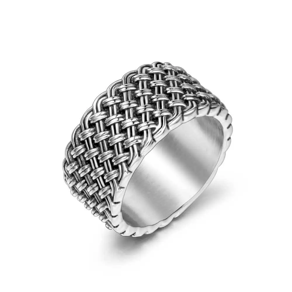 

supply vintage love interwoven titanium steel woven personality men's punk ring