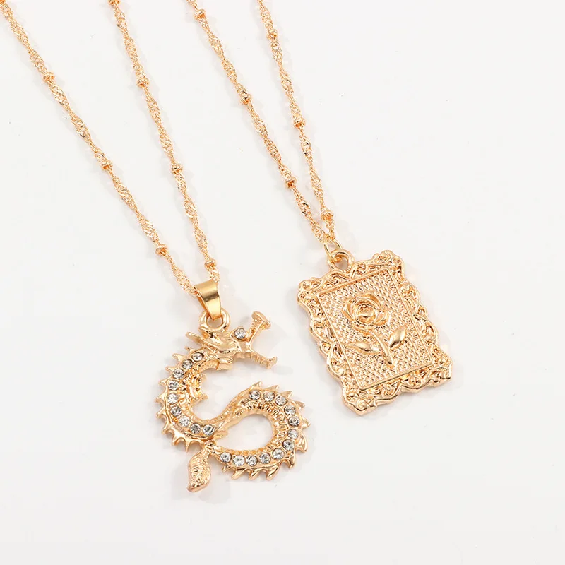 

Wholesale gold plated multilayer snake chinese dragon pendant necklace, Picture