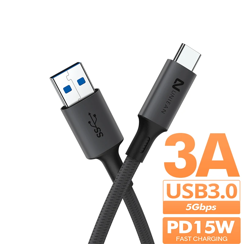 

PD15W 3A USB3.0 USB a to USB C Cable 2m Nylon Braided Fast Charging and Data Cable for Android Mobile Cell Phone for Chargers