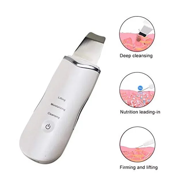 

NEW Wireless Charging Waterproof Ultrasonic Skin Scrubber, White+black