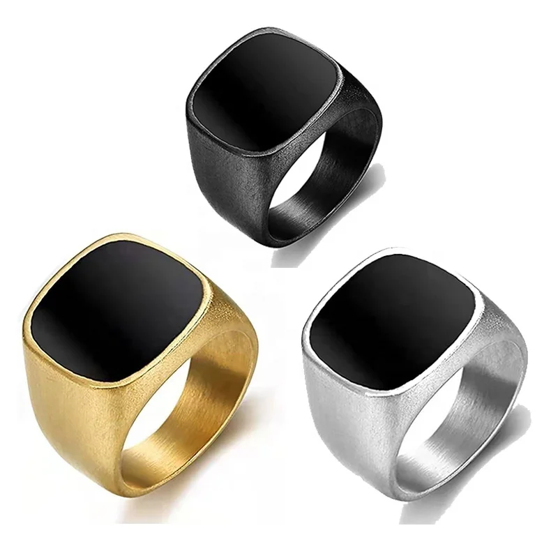 

Wholesale Signet Spade Rings Men Women Solid Polished Stainless Steel Biker Ring Custom Logo rings for Men Ideal Gift