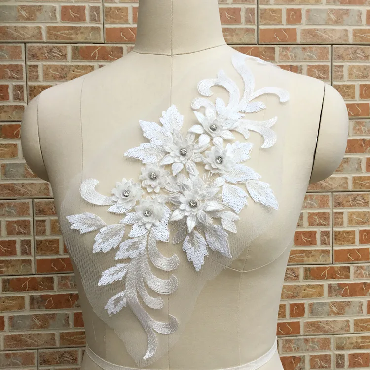 

3D Flowers Embroidery Patch Lace Applique Sew On Patches Floral Patch Costume For Wedding Dress, Accept customized color