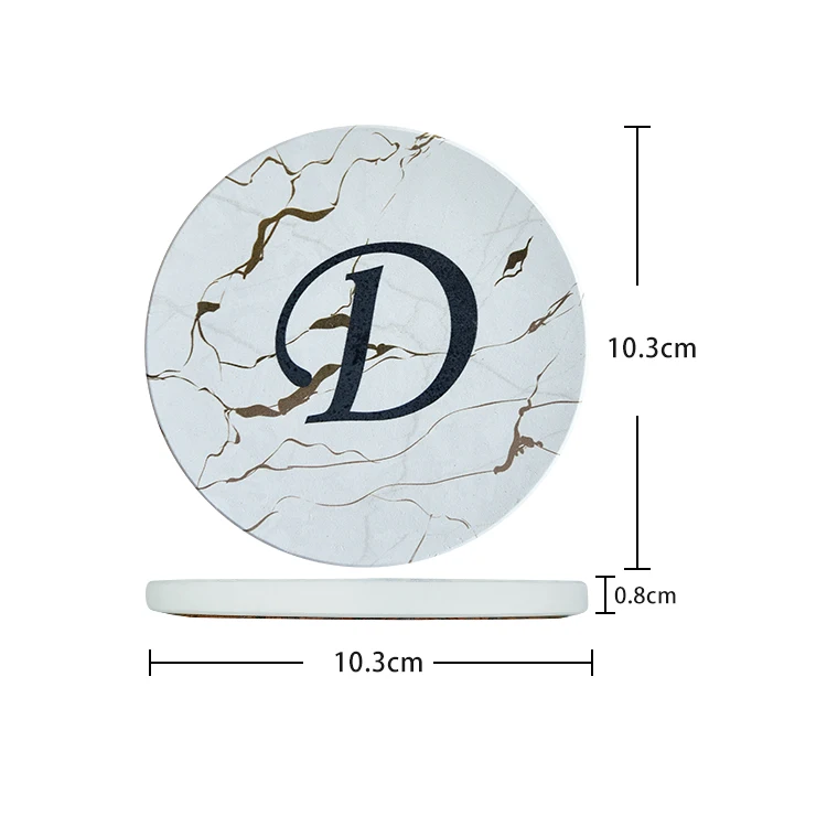 

Set Of 4 Marble Design Protect Furniture Sublimation Phrase Letter Ceramic Coasters With Logos