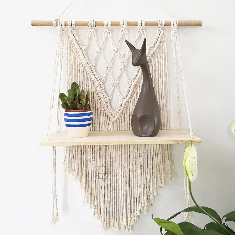 

modern decorative wall shelf wall decor shelf living room macrame wall hanging shelf, Different colors