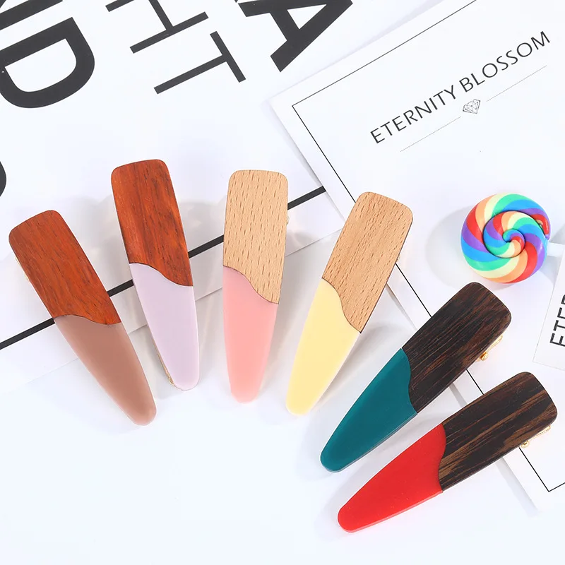 

JUHU New fashion flower wooden acrylic acetate hair claw clip geometric clip for women cute girls hair accessories clips, Colorful