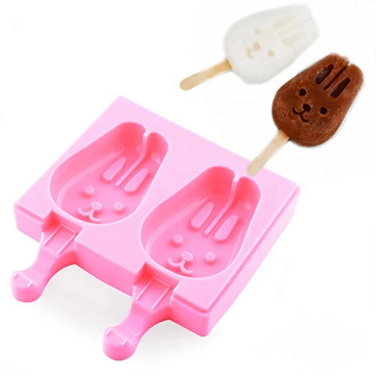 

3D Cute Shape DIY Reusable Silicone Ice Cream Mold Freeze Popsicle Mold, Green,pink,rose red,clear