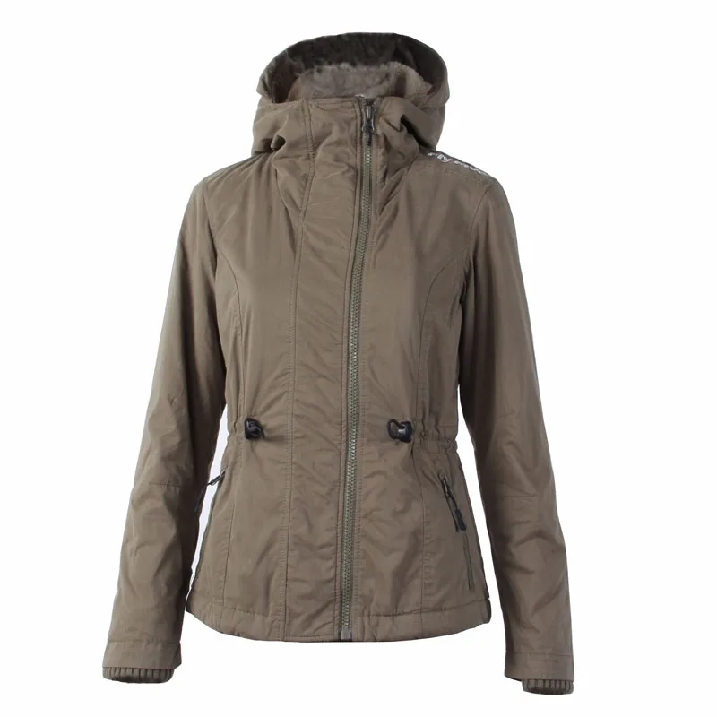

New fashin women's winter outdoor faux down printing zipper 100% nylon windbreaker jacket coat with hood, Customizable