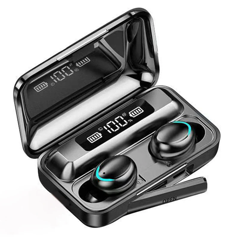 

Drop Shipping 2021 Hot Sale Earphone F9 TWS Sport Wireless Earphone For Mobile Phones In Ear Blue Tooth Earbud with Power Bank