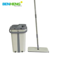 

Handfree Washed Squeeze Cleaning Flat Mop Water Squeeze Bucket Set