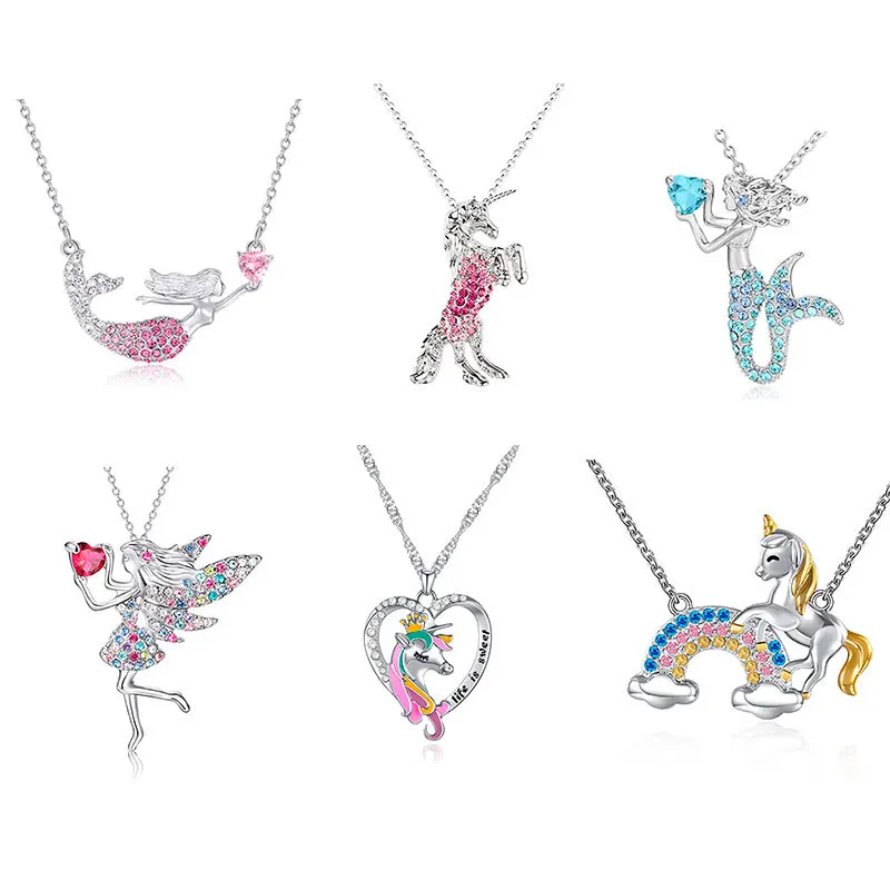 

Ballerina Necklace Unicorn Rainbow Mermaid Pendant Sweater Chain, Picture