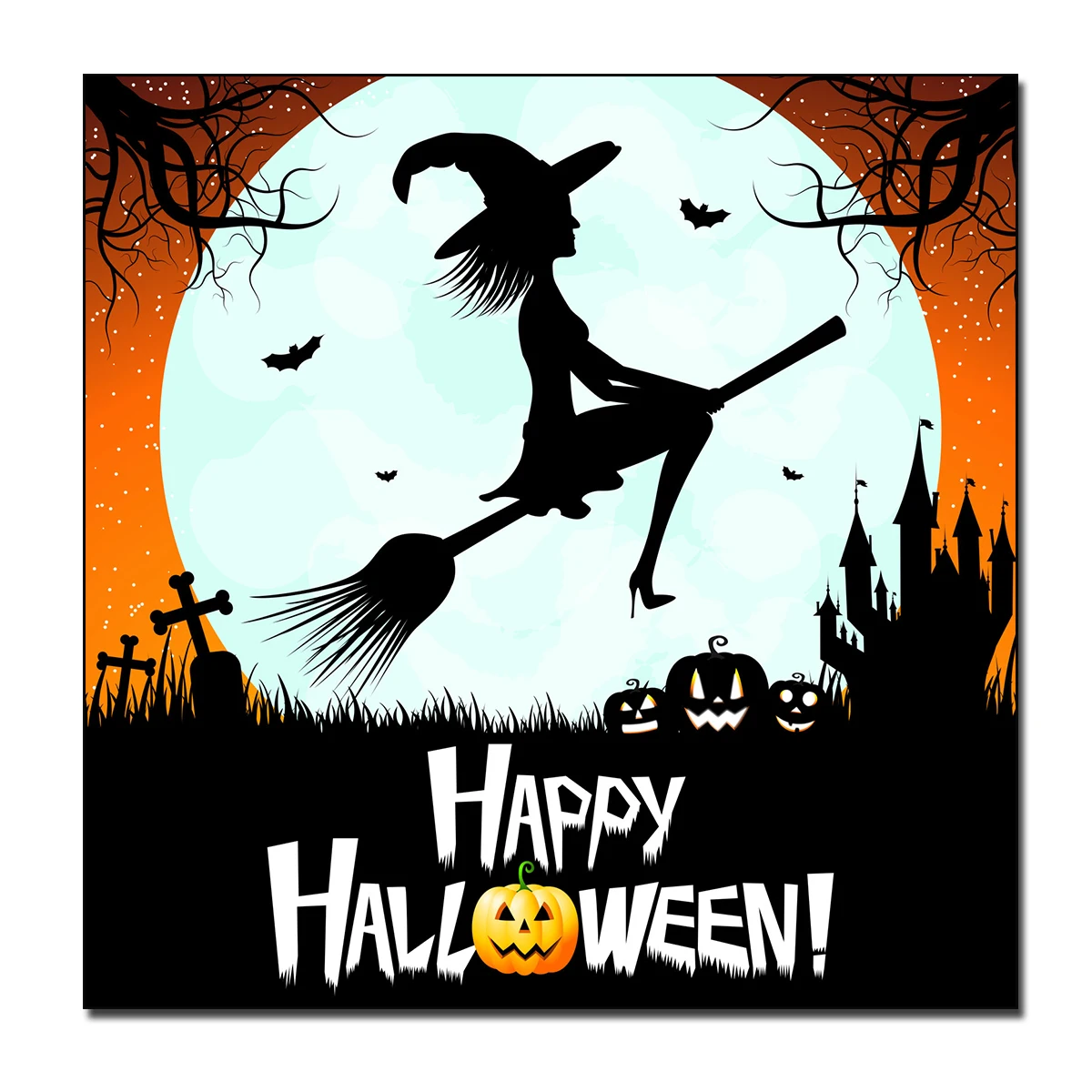 

Halloween Flying Witch Posters Happy Halloween Slogan Decoration for Home Halloween Pumpkin Festival Wall Art Decoration