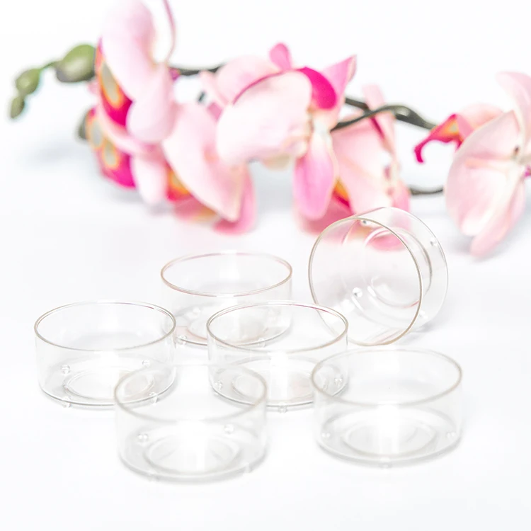 

empty small plastic tealight candle cups polycarbonate