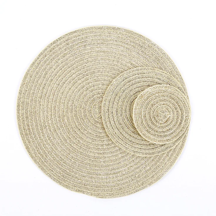 

Hot sale Restaurant Hotel Round Woven Placemat handmade non-slip anti-soup bowl pad cup heat insulation mat