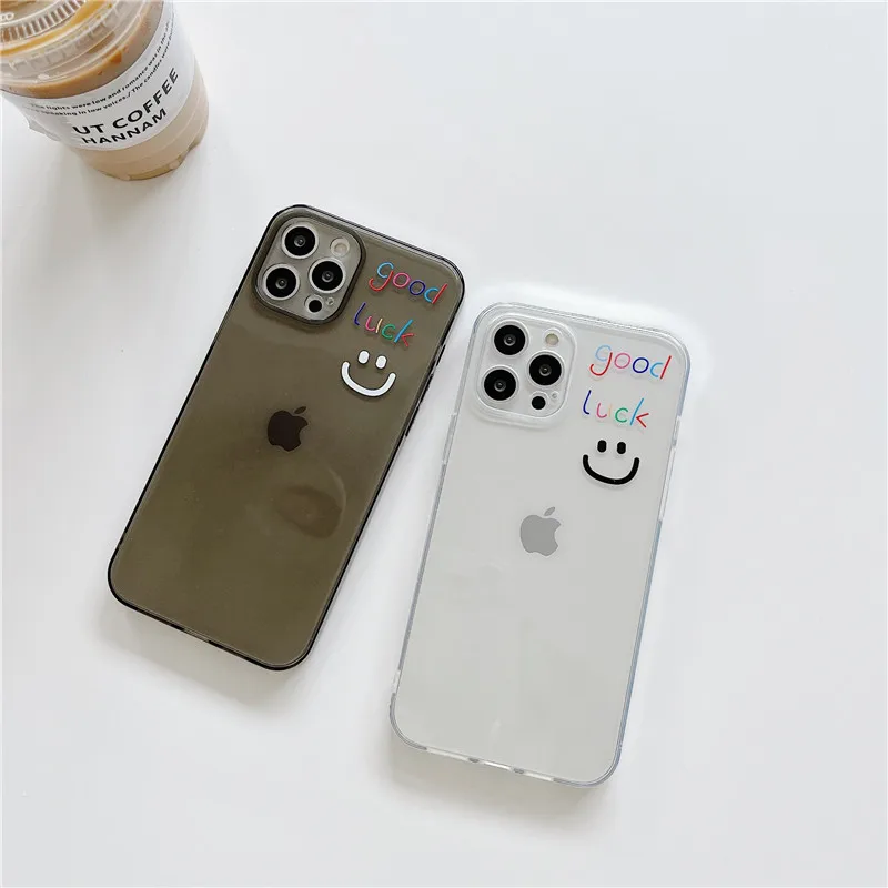 

Cute Good Luck TPU Transparent Phone Cass For iPhone 11 12 Pro MAX X XS XR 12 Mini 7 8 Plus SE 2021 Clear Soft Back Cover Case