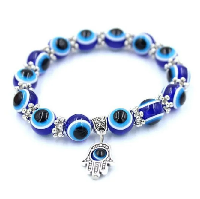 

Gemstone chakra hamsa bracelets charm enamel devil's evil eye charm bracelet beaded stone blue turkish evil eye bracelet jewelry