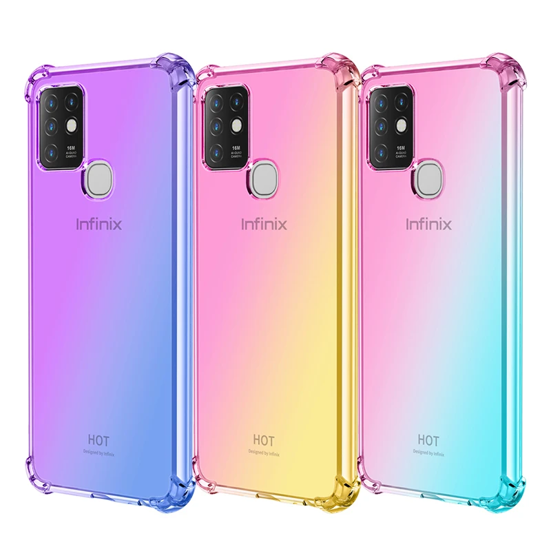 

For Infinix Hot 10 Phone Case, Crystal Clear Gradient Shockproof Reinforced Corners Flexible TPU Phone Cover For Infinix Hot 10