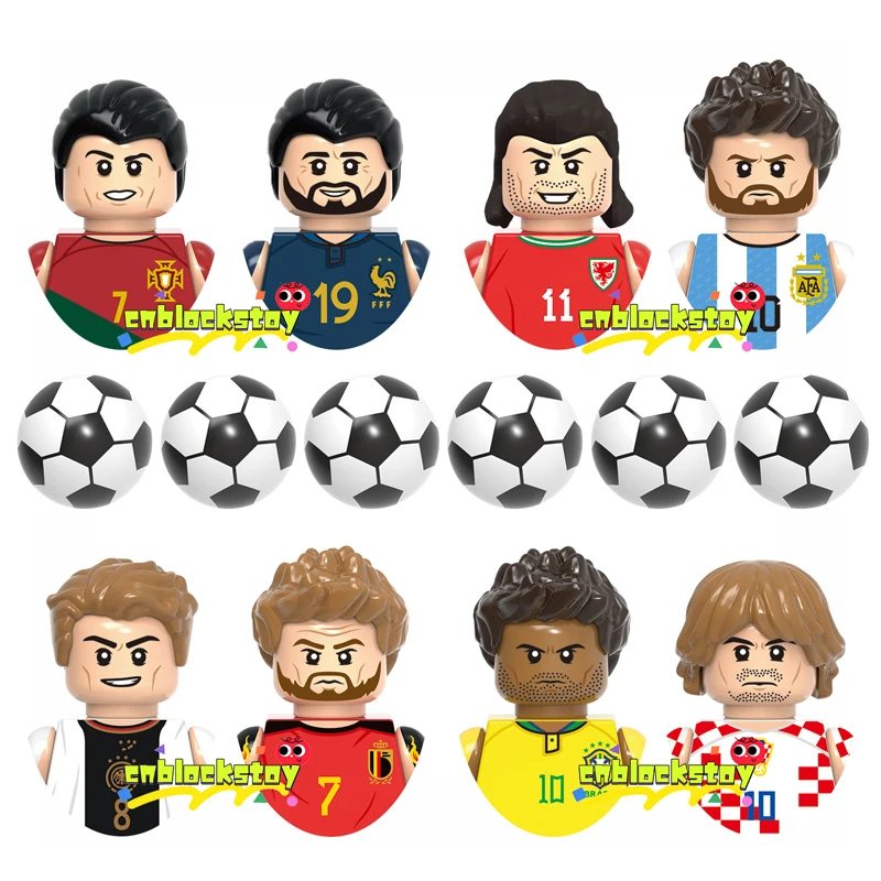 

G0103 Ronaldo Benzema Messi Neymar World Famous Football Player Plastic Mini Bricks Assemble Building Block Figure Toy