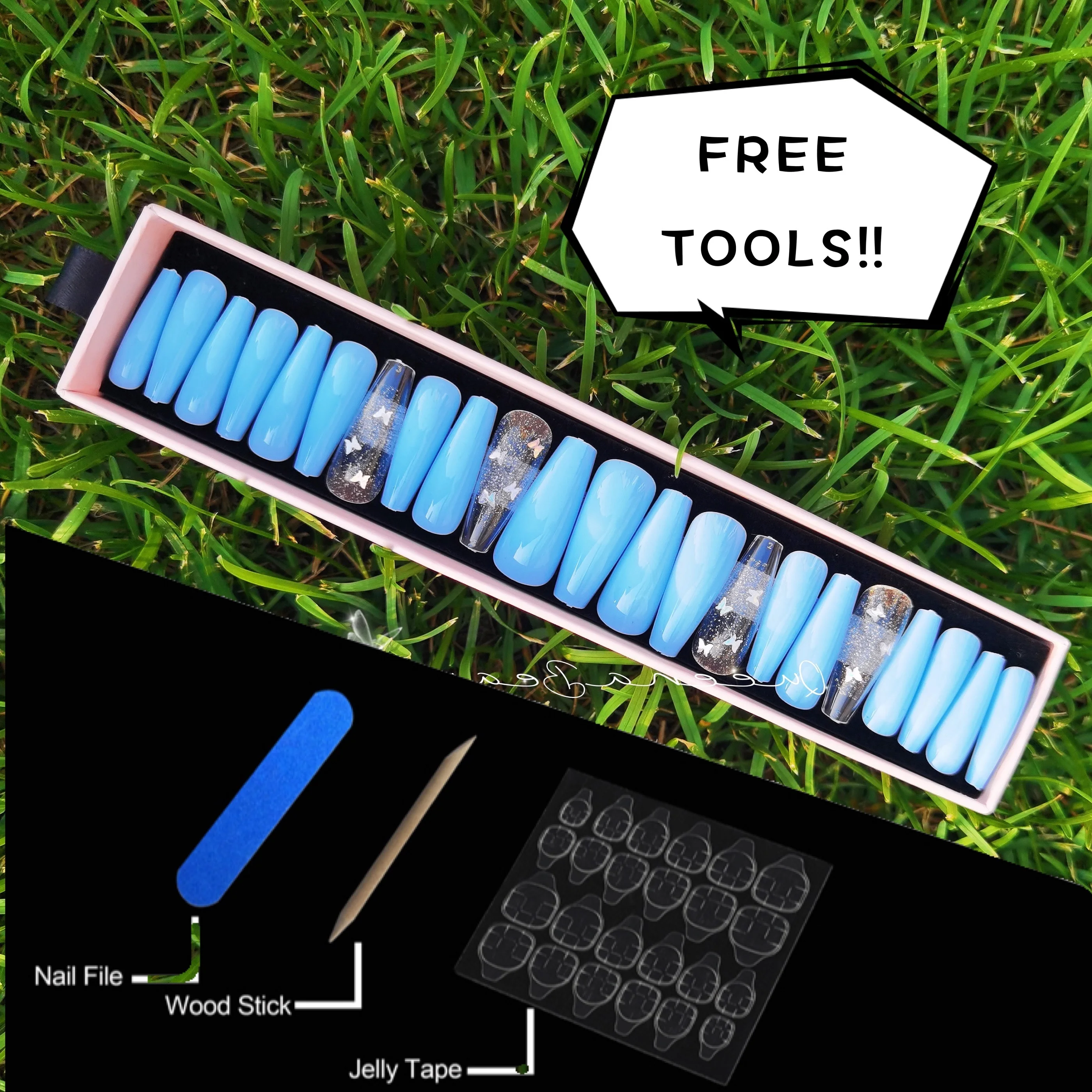 

2021 Luxury High Quality Movie Star acrylic Nail Design matte and gloss Long Press On nails 24pcs/box false nails, Colorful