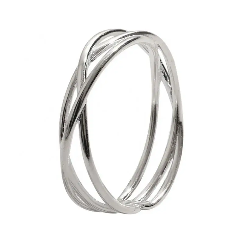

Women's Cross Open Ring Fashion Line Simple Ring Electroplated Silver Hollow Ring, Picture
