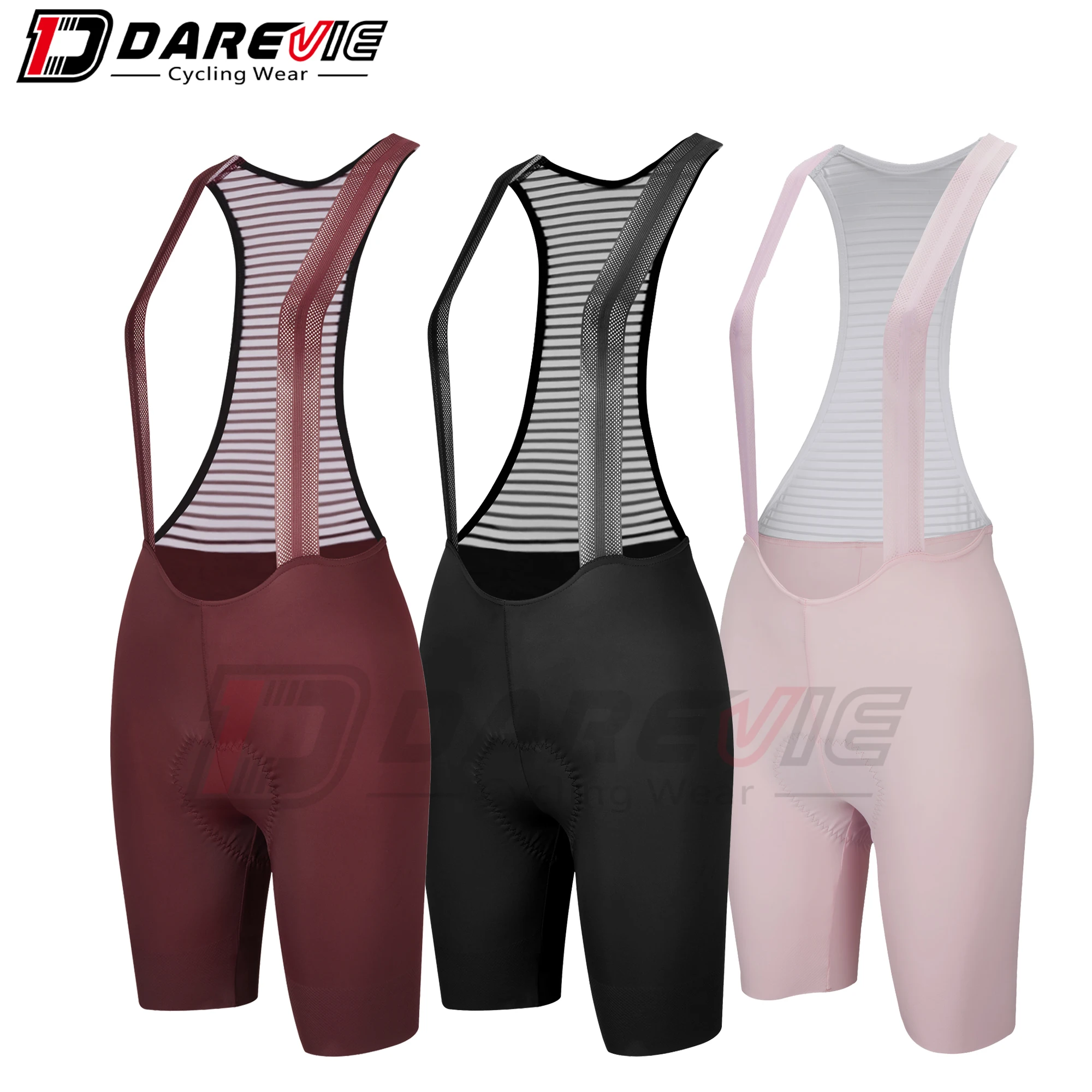 

DVP090W Pro Team Clothing Women Cycling Jersey Bibs Shorts Summer Short Sleeve Bike Wear Darevie, Black / red / pink
