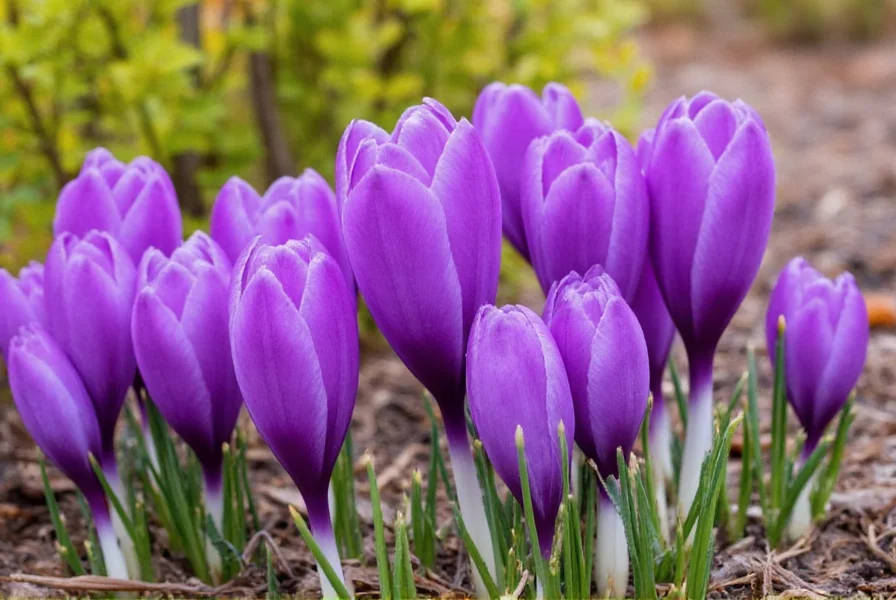 Close-up of saffron crocus flowers showing the three red stigmas ready for harvesting
