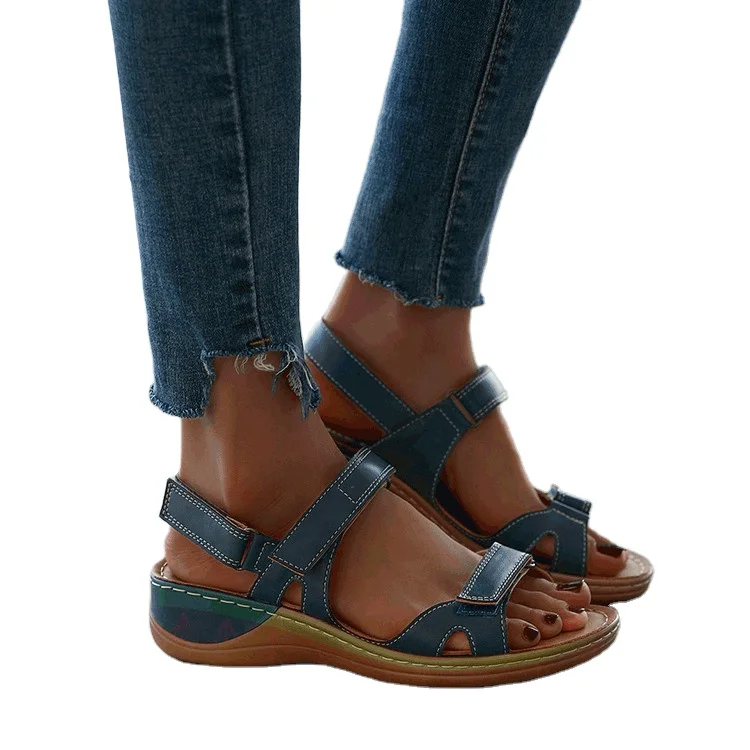 

2021 summer latest female ladies women fashion nude pu leather flat sandals shoes for beach casual streetwear