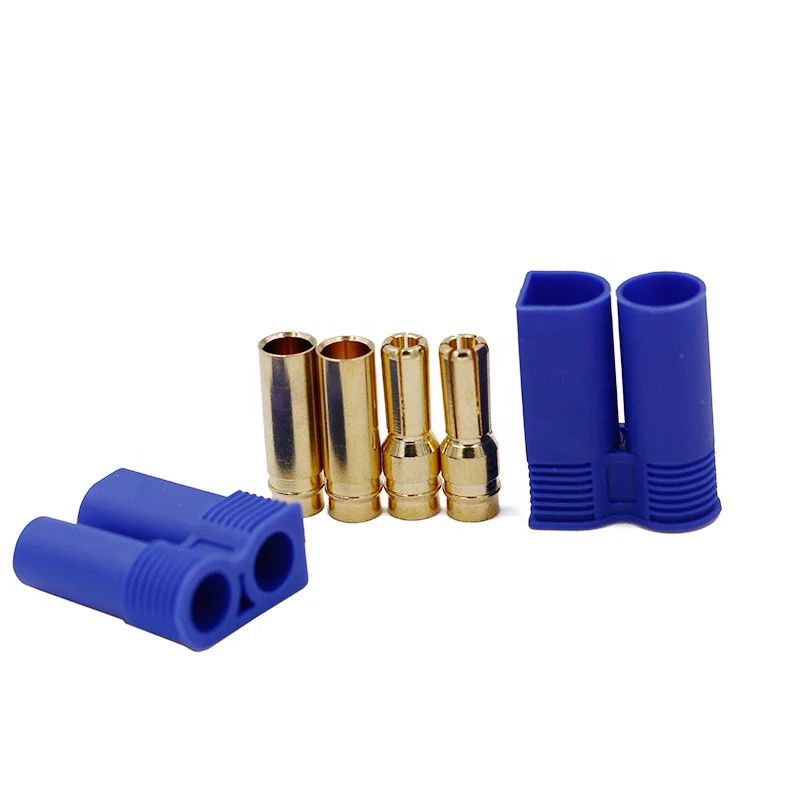 
High Quality Male Female Gold Plated Banana Plug 5mm Bullet Connector EC5 With Blue Housing For RC FPV Drone Lipo Battery 