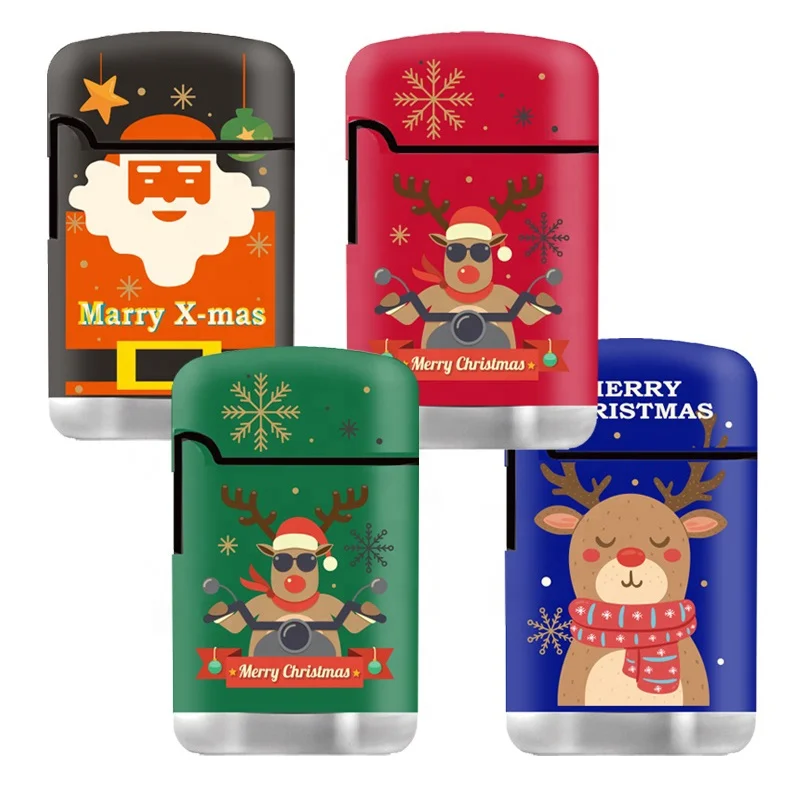 
Christmas Creative Screen UV Print Custamized Novelty Cute Gift Jet Flame Lighter 