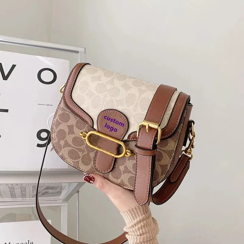 

2021 summer new Fashion Designer Semi-circle Saddle Purse Shoulder Women Messenger Bag genuine Leather, Creamy-white, brown