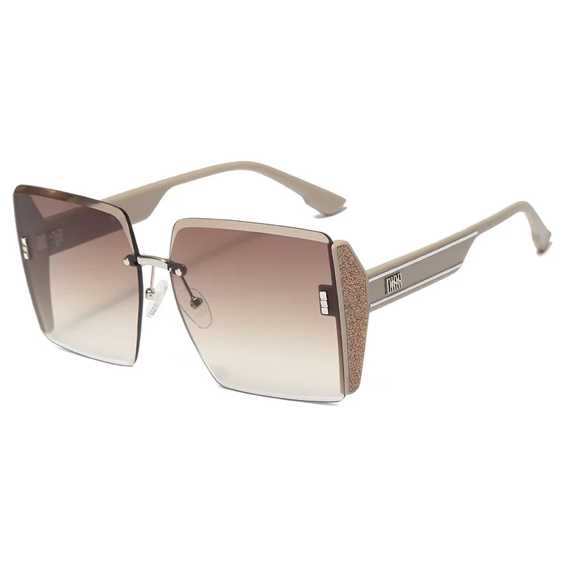 

2022 New Luxury Square Rimless Cutaway Women Sunglasses Big Frame Fashion Sunglasses Outdoor Oversized Sun Glasses Women