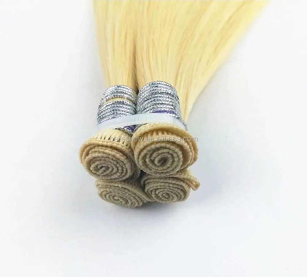 wholesale hand tied hair weft double drawn high quality remy