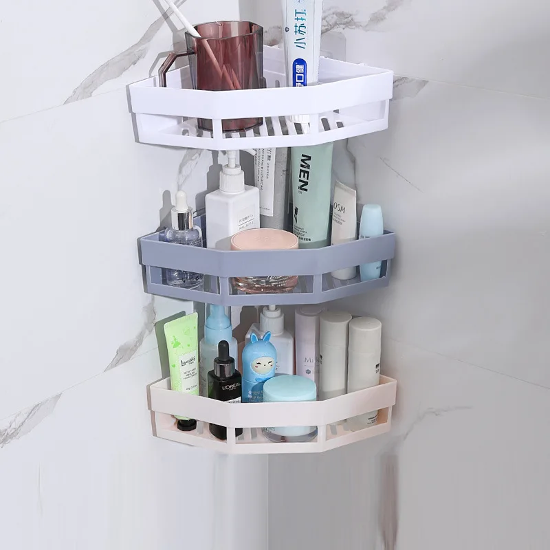 Bathroom No Drilling Wall Mounted Plastic Storage Organizer Rack Vacuum Suction Cup Basket Holder for Bathroom Accessories