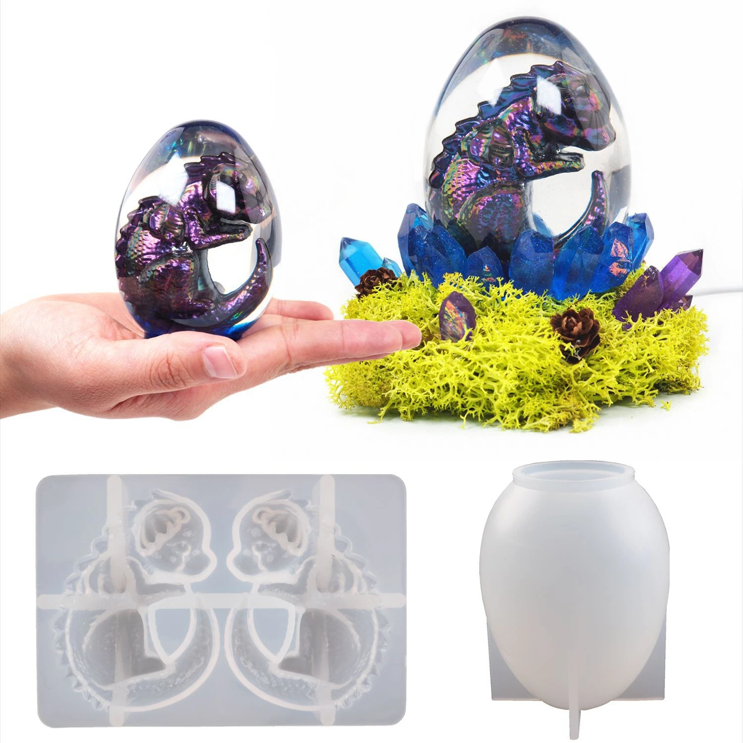 

F051 Home deco table ornament moulds night light lamp egg molds 3d dinosaur dragon egg with light resin silicone molds, Stock or customized