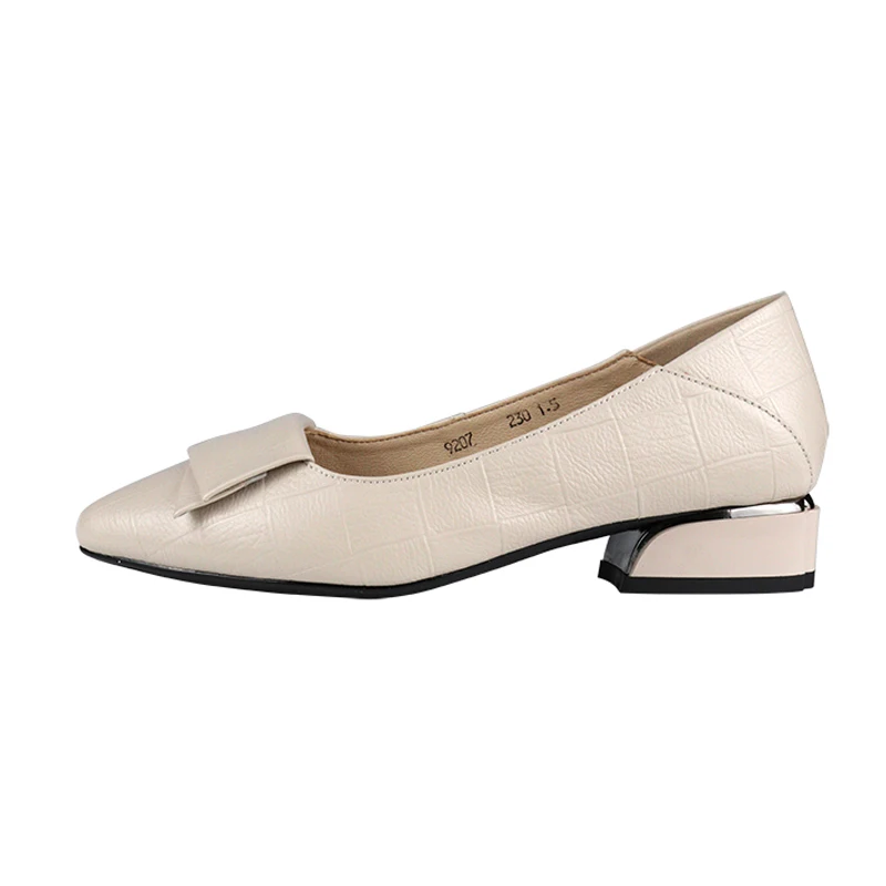 

Spring Summer New Designer Med Heels Shoes Women Large Size Pumps Brand Genuine Leather Top Ladies Luxury Fashion Party Shoes