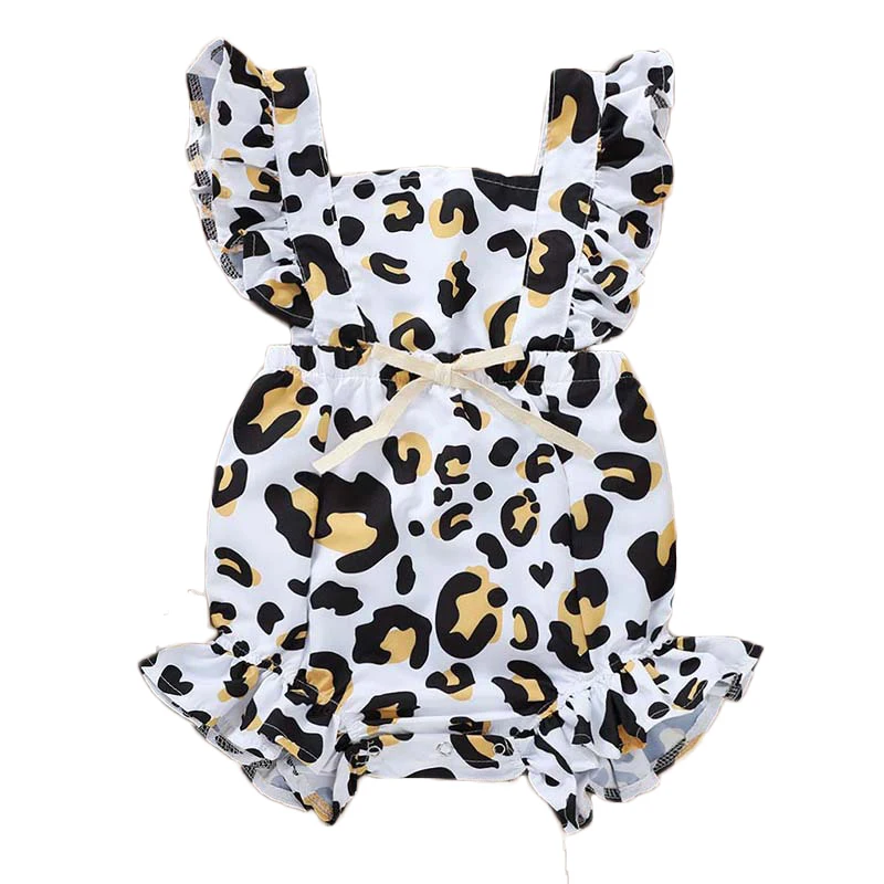 

High quality fashionable summer cotton 3-18 months leopard children wear newborn jumpsuit girl baby clothes romper