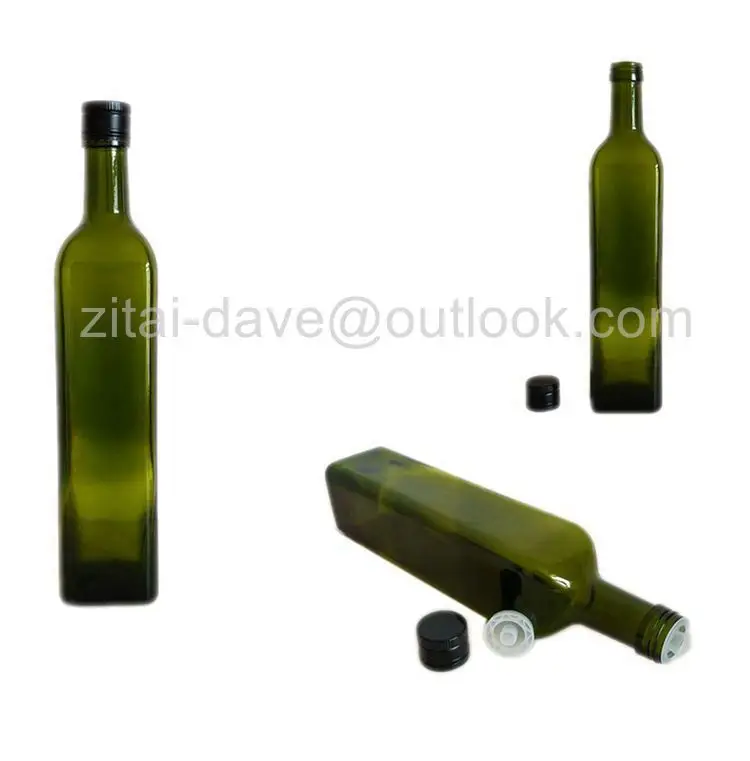 100ml 250ml 500ml 750ml 1L Square Marasca Cooking oil Olive Oil Glass Bottle with metal lid