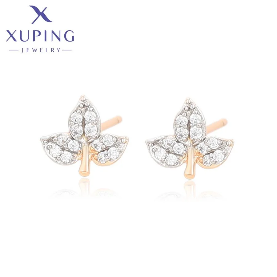 

A00823773 XUPING Jewelry Elegant Multicolor Leaves Synthetic Zircon Stud Earrings Ladies Gold Plated Copper Jewelry Earring Wome